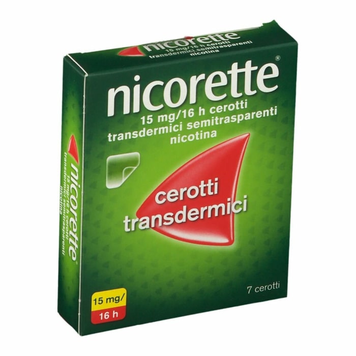 NICORETTE CEROTTI TRANSDERMICI ANTIFUMO 15MG/16H 7 PEZZI - Antica Farmacia Ferrari