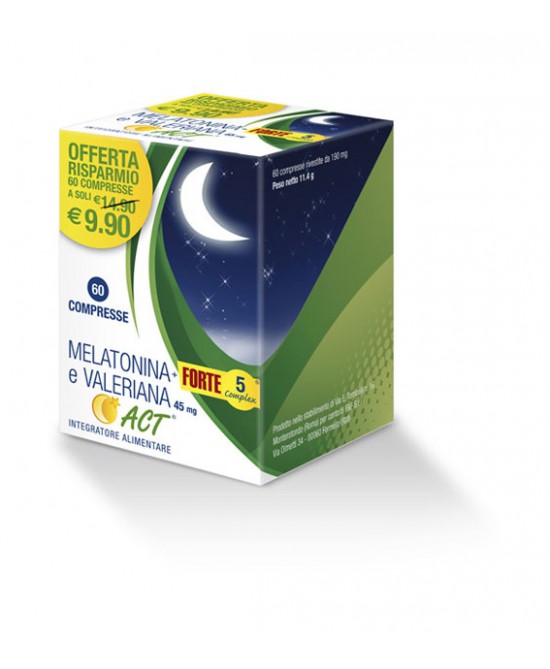 MELATONINA+FORTE 5 COMPLEX E VALERIANA ACT 60 COMPRESSE - Antica Farmacia Ferrari