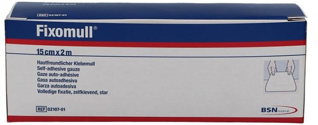 FASCIA AUTOADESIVA IPOALLERGENICA FISSAGGIO SU AMPIA SUPERFICIE FIXOMULL. SUPPORTO IN GARZA DI VISCOSA COLORE BIANCO MASSA IN POLICARBONATO SENZA RESINE E GOMME NATURALI. 15X1000CM - Antica Farmacia Ferrari