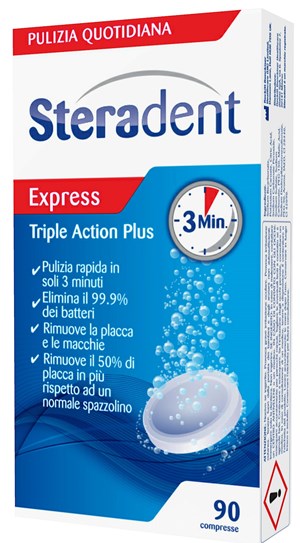 STERADENT TRIPLE ACTION PLUS 90 COMPRESSE PULENTI - Antica Farmacia Ferrari