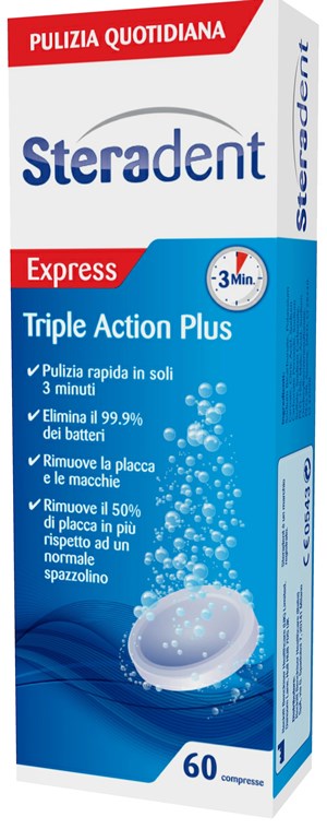 STERADENT TRIPLE ACTION PLUS 60 COMPRESSE PULENTI - Antica Farmacia Ferrari