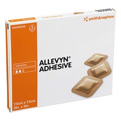 MEDICAZIONE IDROCELLULARE ADESIVA STERILE ALLEVYN ADHESIVE ALTAMENTE ASSORBENTE IN SCHIUMA DI POLIURETANO A STRUTTURA TRISTRATIFICATA 7,5X7,5CM 3 PEZZI - Antica Farmacia Ferrari