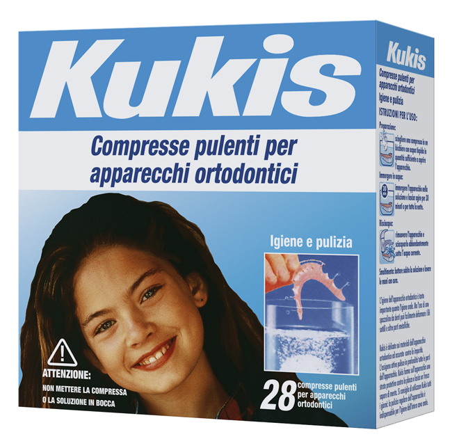 KUKIS CLEANSER 28 COMPRESSE PER PULIZIA APPARECCHI ORTODONTICI - Antica Farmacia Ferrari