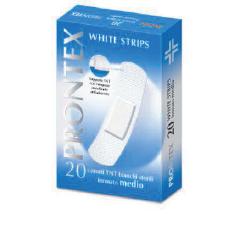 CEROTTO PRONTEX WHITE STRIPS IN TESSUTO NON TESSUTO BIANCO STERILE SCATOLA 20 CEROTTI MEDI - Antica Farmacia Ferrari