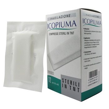 GARZA COMPRESSA IN TESSUTO NON TESSUTO ICOPIUMA ADESIVA 18X40 CM 12 PEZZI - Antica Farmacia Ferrari