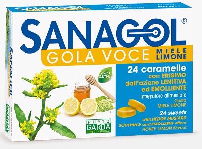 SANAGOL GOLA VOCE MIELE LIMONE 24 CARAMELLE - Antica Farmacia Ferrari