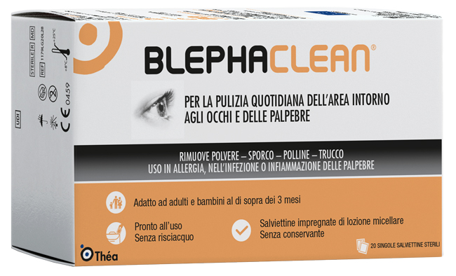 BLEPHACLEAN GARZE OCULARI STERILI A BASE DI ACIDO IALURONICO 20 PEZZI - Antica Farmacia Ferrari