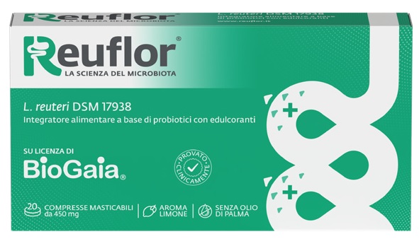REUFLOR 20 COMPRESSE MASTICABILI AROMA LIMONE - Antica Farmacia Ferrari