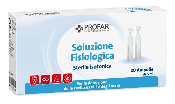SOLUZIONE FISIOLOGICA STERILE ISOTONICA PROFAR 20 AMPOLLE DA 5 ML - Antica Farmacia Ferrari