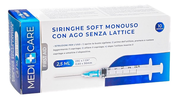 SIRINGA SOFT CAPACITA' 2,5ML AGO GAUGE 23 CONFEZIONE 10 PEZZI GAMMADIS - Antica Farmacia Ferrari