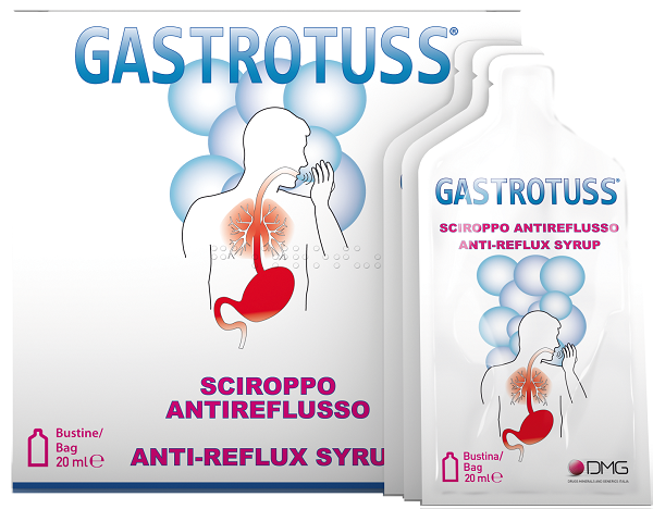 SCIROPPO ANTIREFLUSSO GASTROTUSS 25 BUSTINE MONODOSE 20 ML - Antica Farmacia Ferrari