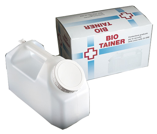 TANICA GRADUATA BIO TAINER PER RACCOLTA DI URINA NELLE 24 ORE 2500 ML CON TAPPINO DI PRELIEVO E MANICO 1 PEZZO - Antica Farmacia Ferrari