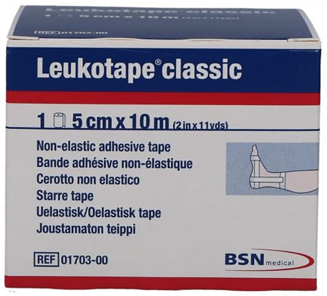 LEUKOTAPE BENDA ANELASTICA PER BENDAGGI FUNZIONALI 5X100 CM - Antica Farmacia Ferrari