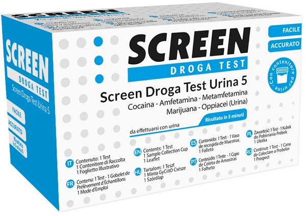 DROGA TEST CHE RILEVA 5 DROGHE TRAMITE URINA RISULTATO PER OGNI DROGA ANALIZZATA SCREEN DROGA TEST URINA 5 - Antica Farmacia Ferrari