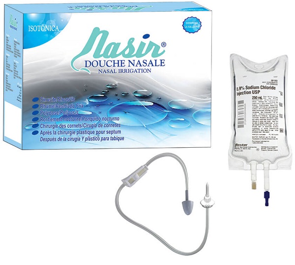 NASIR DOCCIA NASALE CON SOLUZIONE FISIOLOGICA ISOTONICA 6 SACCHE 500 ML + 1 BLISTER - Antica Farmacia Ferrari