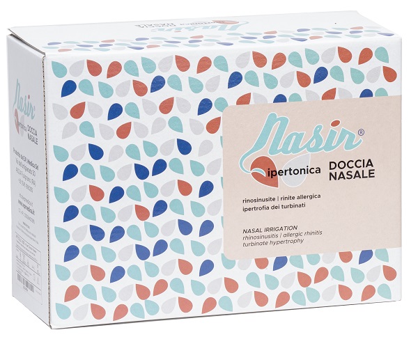 NASIR DOCCIA NASALE CON SOLUZIONE FISIOLOGICA IPERTONICA 8 SACCHE 250 ML + 1 BLISTER - Antica Farmacia Ferrari