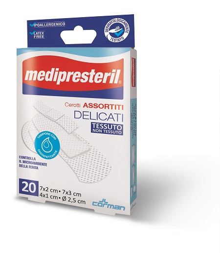 CEROTTO MEDIPRESTERIL CEROTTI DELICATI ASSORTITI 4 FORMATI 20 PEZZI - Antica Farmacia Ferrari