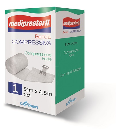 BENDA ELASTICA MEDIPRESTERIL COMPRESSIONE FORTE 6X450CM - Antica Farmacia Ferrari
