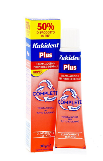 KUKIDENT PLUS COMPLETE CREMA ADESIVA PER PROTESI DENTARIE 70 G - Antica Farmacia Ferrari