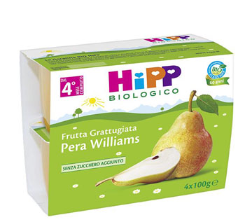 HIPP BIO HIPP BIO FRUTTA GRATTUGGIATA PERA WILLIAMS 4X100 G - Antica Farmacia Ferrari