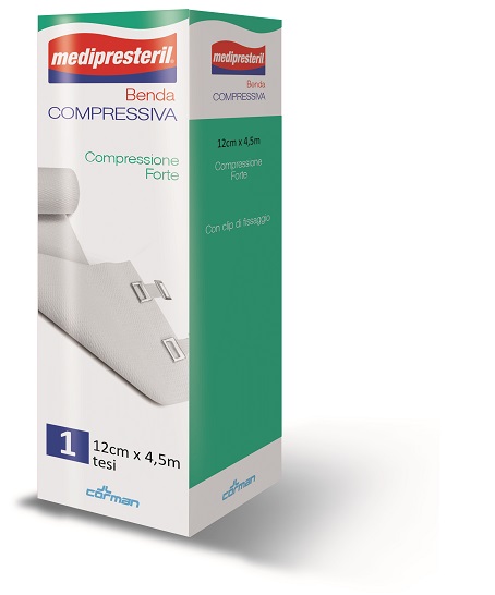 BENDA ELASTICA MEDIPRESTERIL COMPRESSIONE FORTE 12X450CM - Antica Farmacia Ferrari