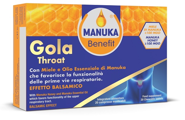 MANUKA BENEFIT GOLA THROAT 20 COMPRESSE MASTICABILI - Antica Farmacia Ferrari