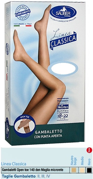 SAUBER GAMBALETTO OPEN TOE MAGLIA MICRORETE 140 DEN COLORE NEUTRO BEIGE TAGLIA 4 LINEA CLASSICA - Antica Farmacia Ferrari