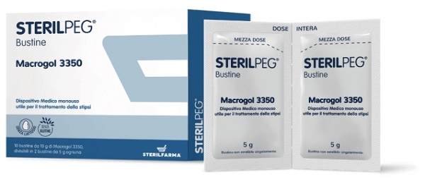 STERILPEG MACROGOL 3350 10 BUSTINE BIPARTITE 10 G - Antica Farmacia Ferrari