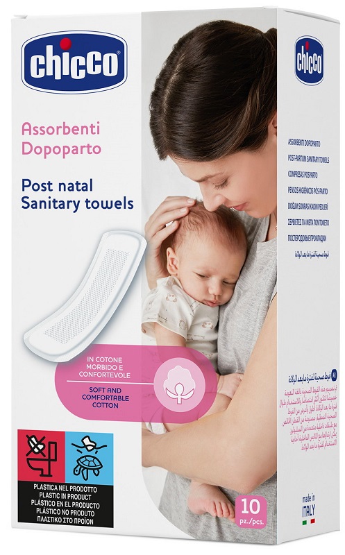 CHICCO MAMMA DONNA ASSORBENTI POSTPARTO COTONE 10 PEZZI - Antica Farmacia Ferrari