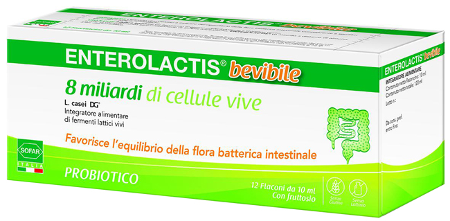ENTEROLACTIS BEVIBILE 12 FLACONCINI DA 10 ML SOFAR - Antica Farmacia Ferrari