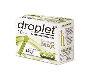 LANCETTE PUNGIDITO DROPLET COMFORT MAX GAUGE 33 25 PEZZI - Antica Farmacia Ferrari