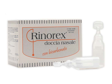 FIALA PER DOCCIA NASALE RINOREX BICARBONATO 5 ML 15 PEZZI - Antica Farmacia Ferrari