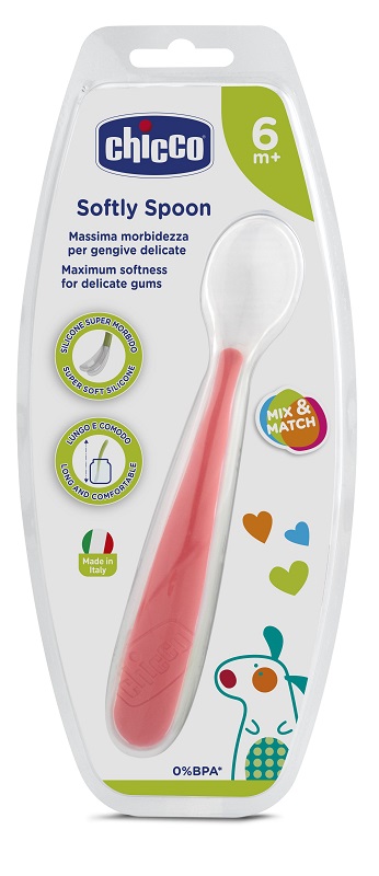 CHICCO CUCCHIAIO MORBIDO SILICONE 6M+ ROSSO UP - Antica Farmacia Ferrari