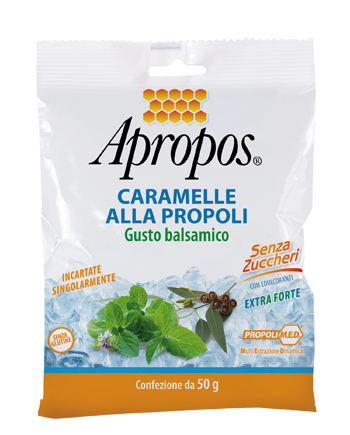 APROPOS CARAMELLE DURE ALLA PROPOLI BALSAMICHE SENZA ZUCCHERO 50 G - Antica Farmacia Ferrari