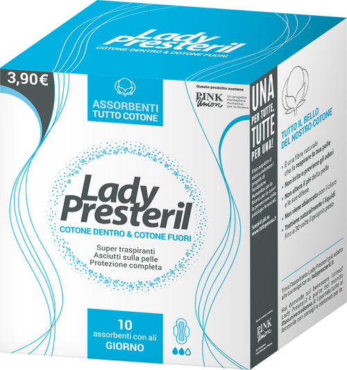 LADY PRESTERIL COTONE DENTRO & COTONE FUORI 10 ASSORBENTI CON ALI GIORNO PROMO - Antica Farmacia Ferrari