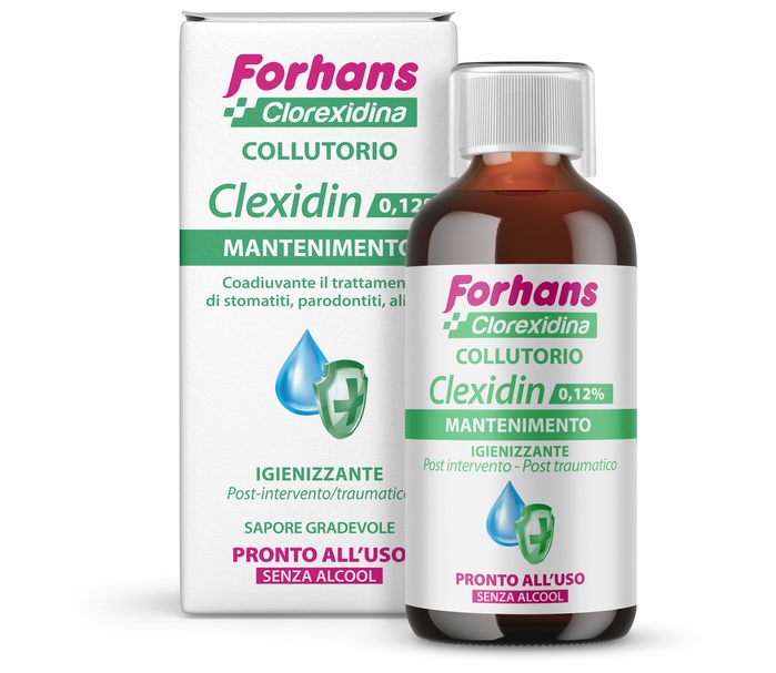 FORHANS COLLUTORIO CON CLOREXIDINA 0,12 CLEXIDIN SENZA ALCOOL 200 ML - Antica Farmacia Ferrari