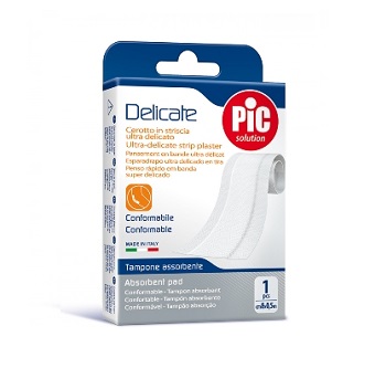 CEROTTO PIC DELICATE STRISCIA BIANCA CON TAMPONE ANTIBATTERICO CM 8X0,5 M - Antica Farmacia Ferrari