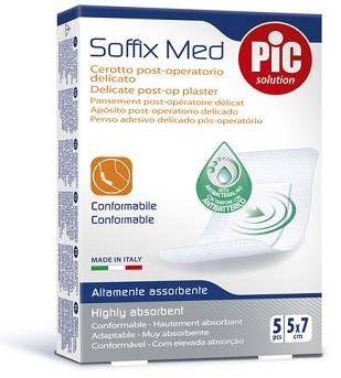CEROTTO PIC SOFFIX MED IN TNT CON TAMPONE CENTRALE ASSORBENTE STERILE MONOUSO 5X7 CM ANTIBATTERICO 5 PEZZI - Antica Farmacia Ferrari
