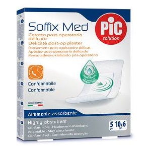 CEROTTO PIC SOFFIX MED IN TNT CON TAMPONE CENTRALE ASSORBENTE STERILE MONOUSO 10X6 CM ANTIBATTERICO 5 PEZZI - Antica Farmacia Ferrari
