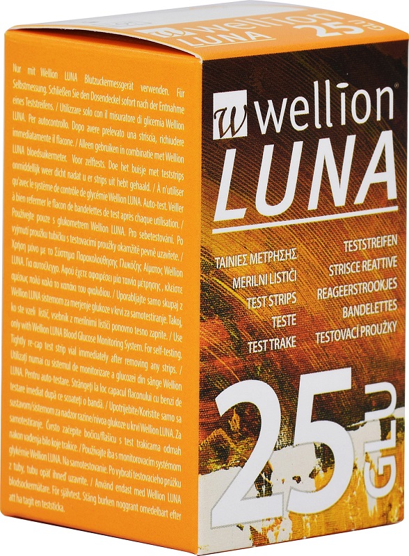 WELLION LUNA 25 STRIPS STRISCE PER MISURAZIONE GLICEMIA - Antica Farmacia Ferrari