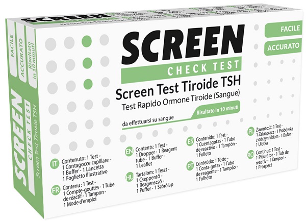 TEST RAPIDO PER L'INDIVIDUAZIONE QUALITATIVA DI ORMONE TIROIDE-STIMOLANTE TSH NEL SANGUE UMANO SCREEN CHECK TEST TIROIDE/TSH - Antica Farmacia Ferrari