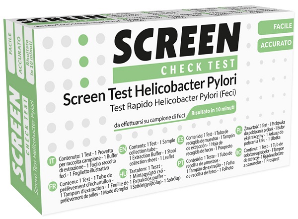 TEST RAPIDO PER L'INDIVIDUAZIONE DEGLI ANTIGENI HELICOBACTER PYLORI NELLE FECI UMANE SCREEN CHECK TEST HELICOBACTER/PYLORI - Antica Farmacia Ferrari