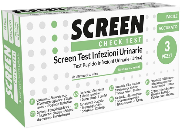 TEST PER L'INDIVIDUAZIONE RAPIDA DI LEUCOCITI SANGUE NITRITO E PROTEINA NELL'URINA SCREEN CHECK TEST INFEZIONI VIE URINARIE 3 PEZZI - Antica Farmacia Ferrari