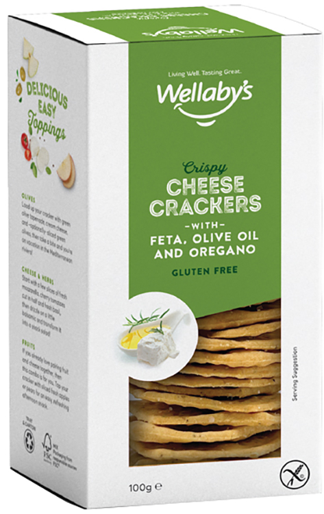 WELLABY'S CRACKERS FETA OLIVE OLIO & ORIGANO 100 G - Antica Farmacia Ferrari