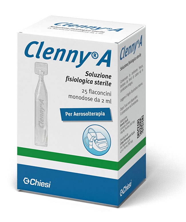 CLENNY A SOLUZIONE FISIOLOGICA STERILE PER AEROSOLTERAPIA 25 FLACONCINI MONODOSE DA 2 ML - Antica Farmacia Ferrari
