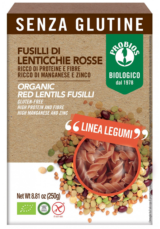 SPECIALITA' 100% LEGUMI FUSILLI LENTICCHIE ROSSE 250 G - Antica Farmacia Ferrari