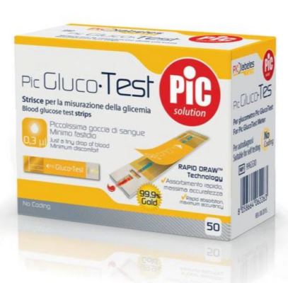 STRISCE MISURAZIONE GLICEMIA PIC GLUCOTEST 50 PEZZI - Antica Farmacia Ferrari