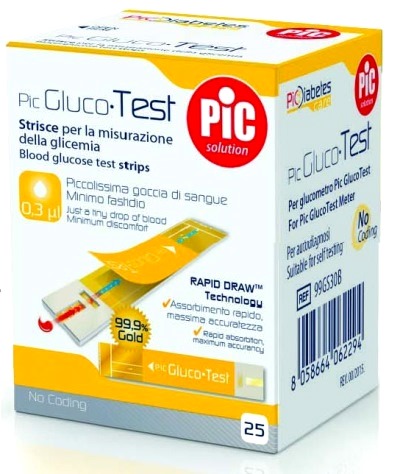 STRISCE MISURAZIONE GLICEMIA PIC GLUCOTEST 25 PEZZI - Antica Farmacia Ferrari