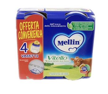 MELLIN OMOGENEIZZATO VITELLO 4 PEZZI X 80 G - Antica Farmacia Ferrari