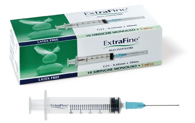 SIRINGA EXTRAFINE 5 ML GAUGE 23 0,60X30MM 10 PEZZI - Antica Farmacia Ferrari